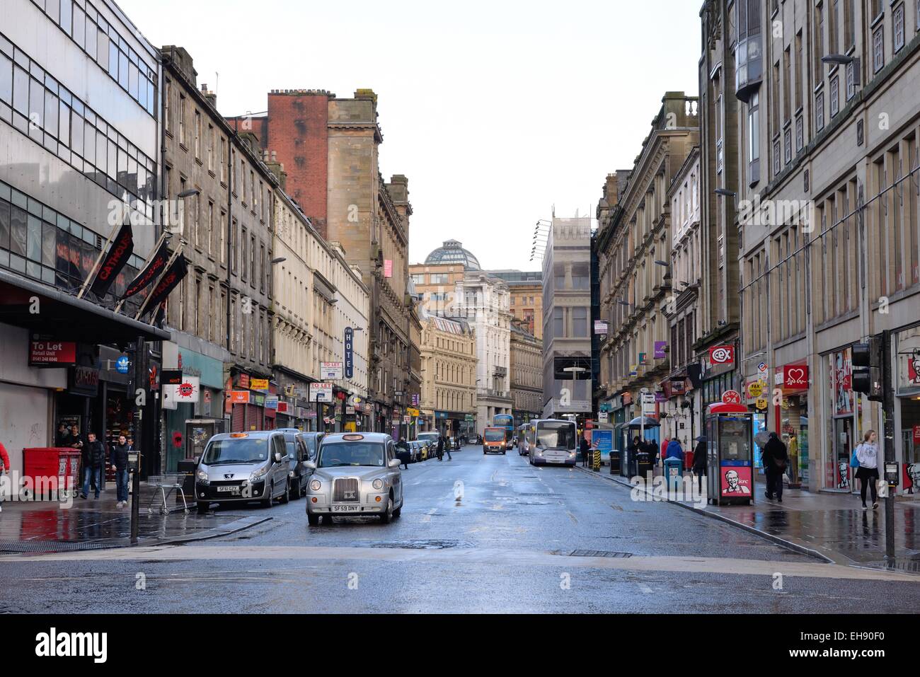 Looking north on Union Street, Glasgow city centre, Scotland, UK Stock Photo