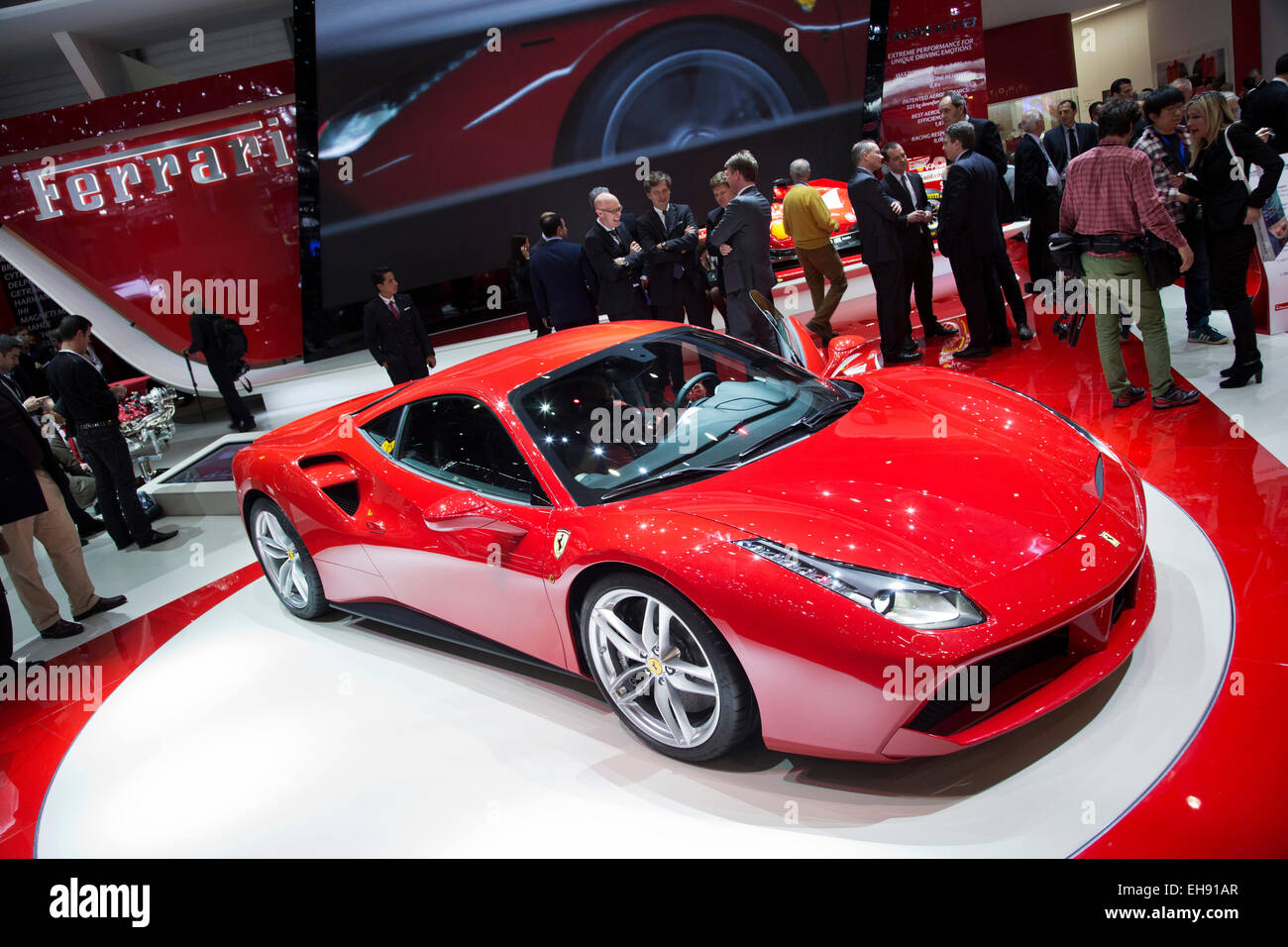 Ferrari 488 GTB launches at the Geneva Motor Show 2015 Stock Photo