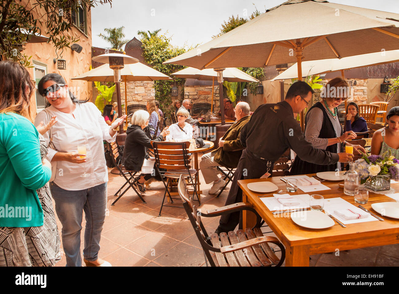 Patio, It's Italia Restaurant, Half Moon Bay, California Stock Photo