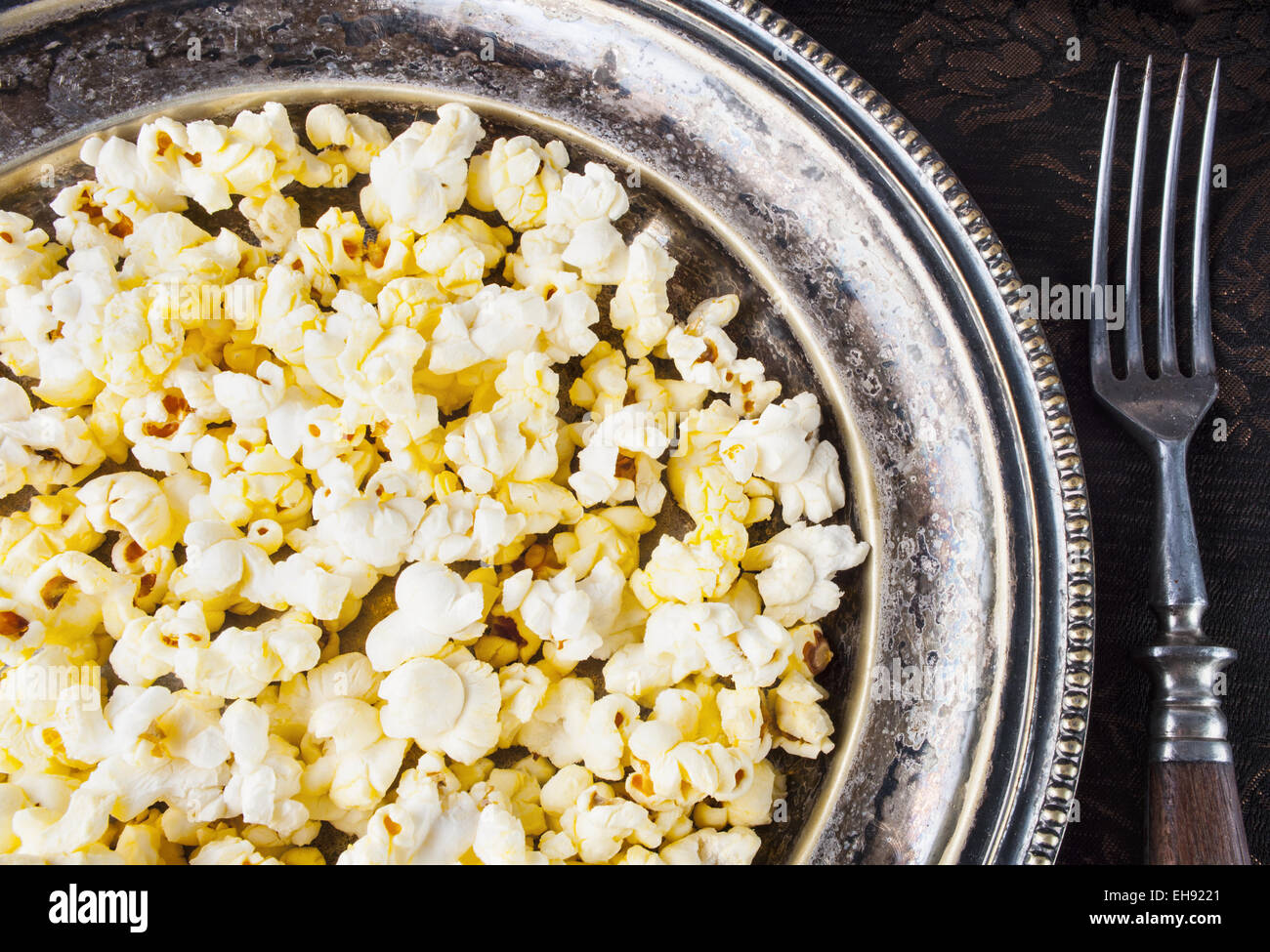 Healthy Buttered Popcorn with Salt in a Plate Stock Photo Alamy