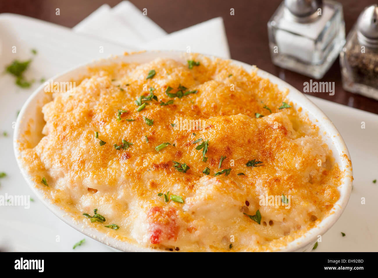 lobster mac 'n cheese topped with truffle oil, Corktree Cellars Wine Bar & Bistro, Carpinteria, California Stock Photo