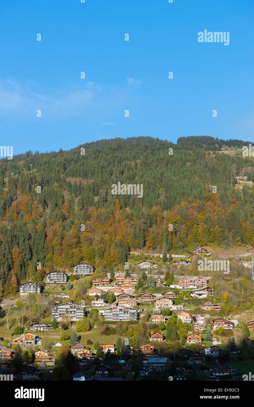 Europe, France, Haute Savoie, Rhone Alps, Morzine, resort chalets Stock Photo