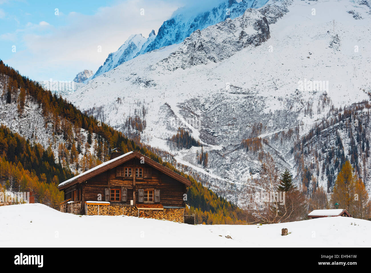 Europe, France, Haute Savoie, Rhone Alps, Chamonix, Tre la Tete Stock Photo