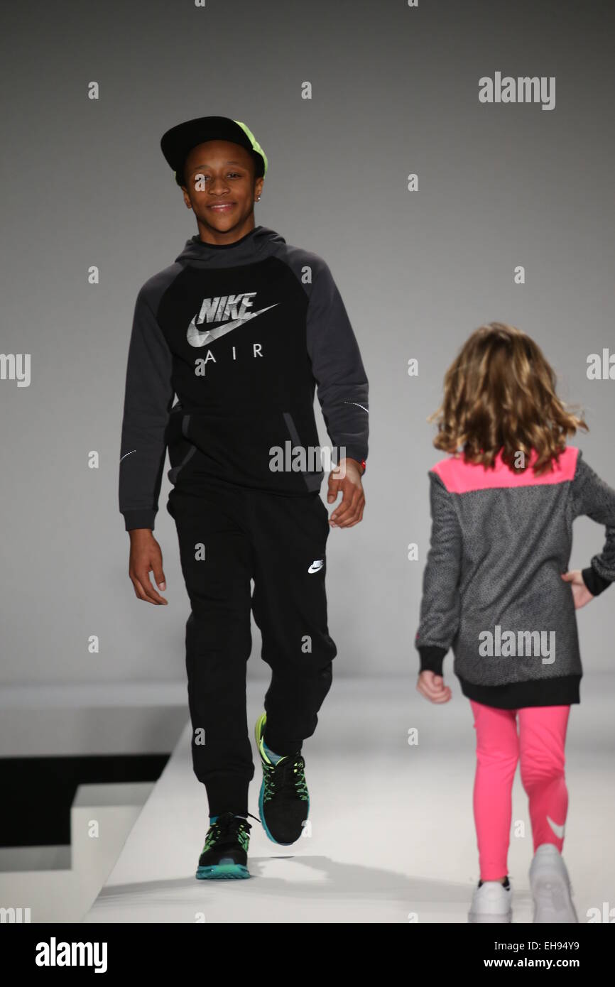 Models walk the runway at the Nike Levi's Kids fashion show during Mercedes-Benz Fashion Week Stock Photo