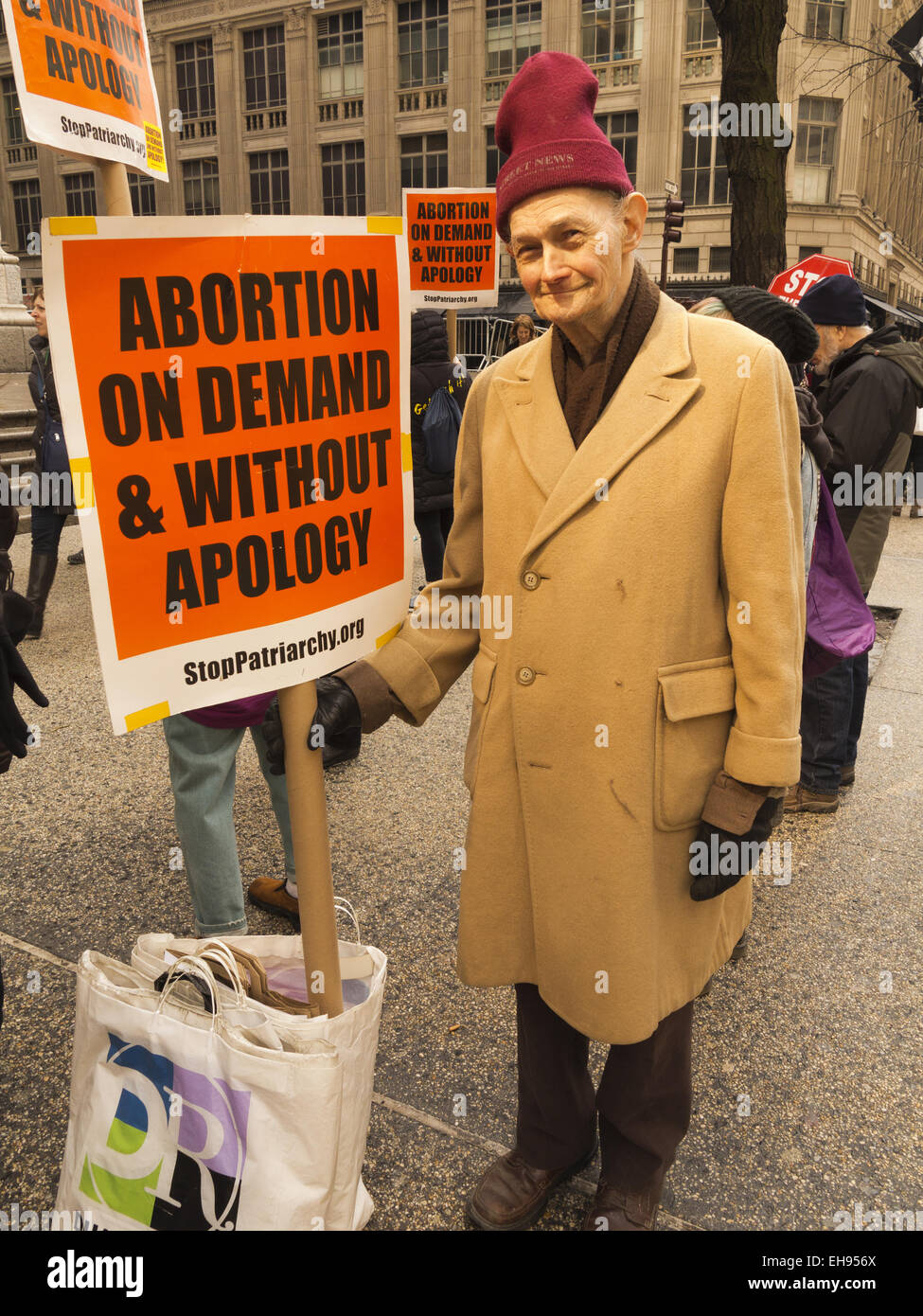 International Women's Day Protest in front of St.Patrick's Cathedral in NYC, March 8, 2015. Stock Photo