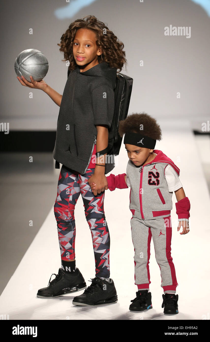 Models walk the runway at the Nike Levi's Kids fashion show during Mercedes-Benz Fashion Week Stock Photo