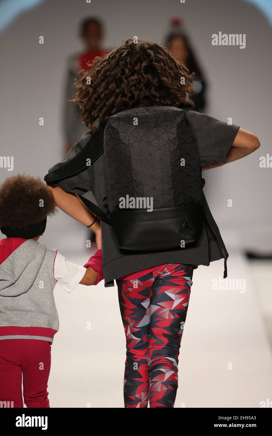 Models walk the runway at the Nike Levi's Kids fashion show during Mercedes-Benz Fashion Week Stock Photo