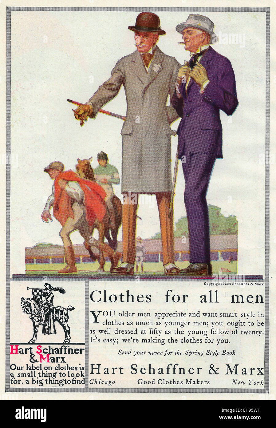 Hart, Schaffner & Marx Advertisement 1916 Stock Photo