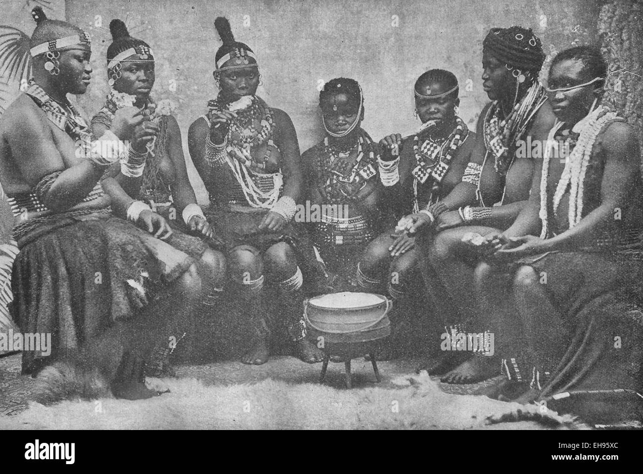 Zulu Ladies Reception - South Africa - circa 1895 Stock Photo