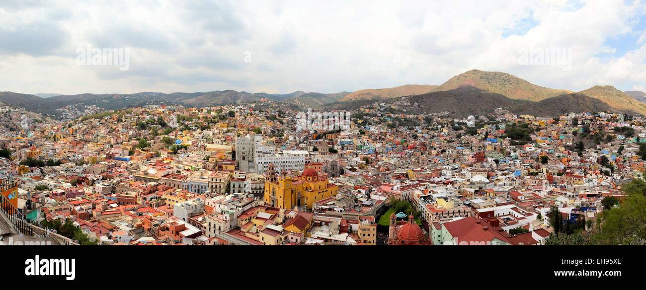Colorful Houses of Guanajuato, Central Mexico Stock Photo