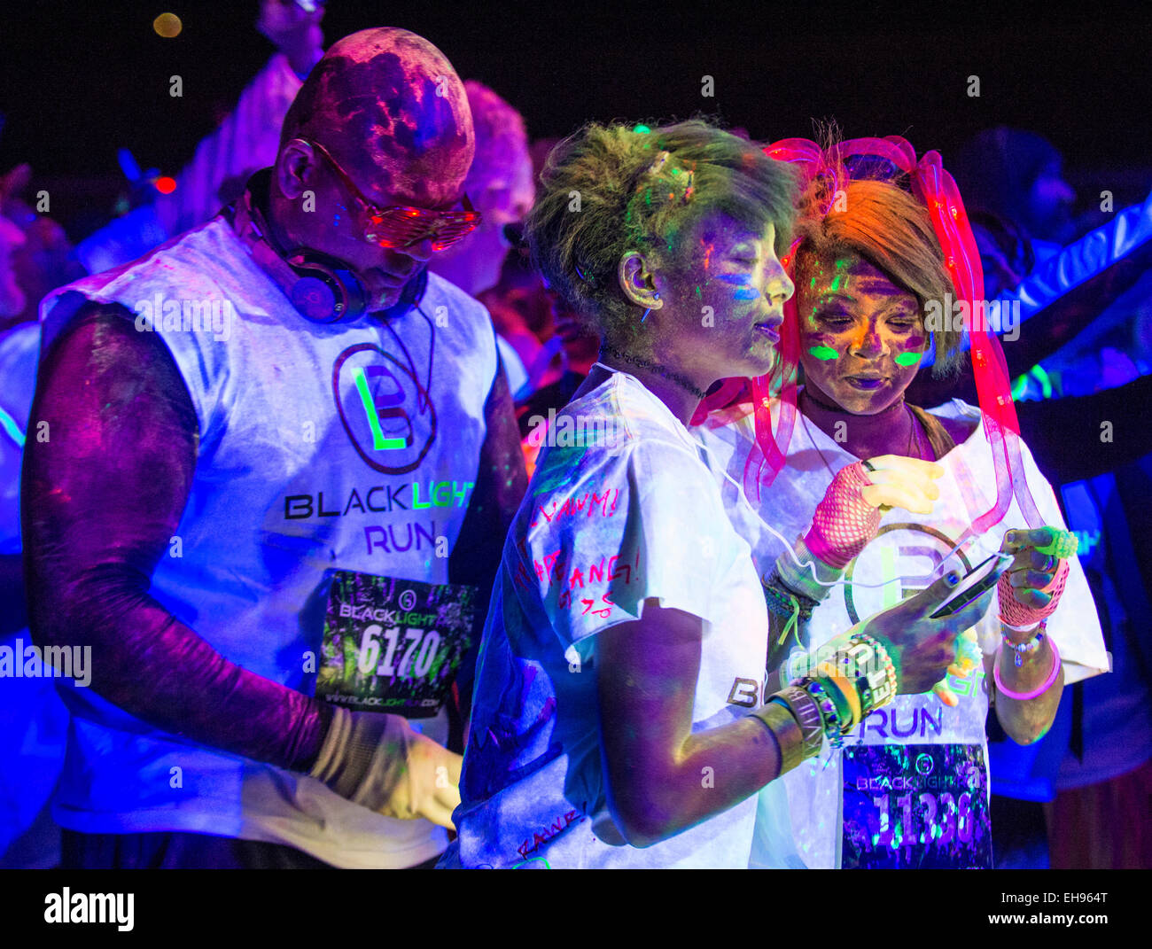 Over Light Races Runners participates at the Blacklight race in Las Vegas Stock Photo ...