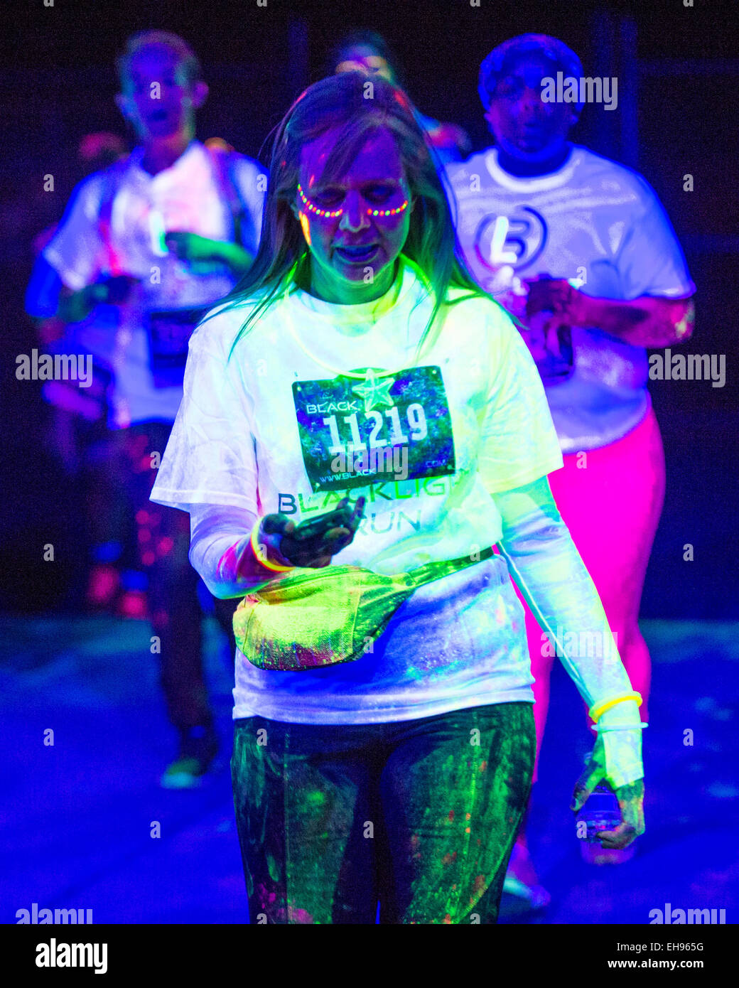 Over Light Races Runners participates at the Blacklight race in Las Vegas Stock Photo ...
