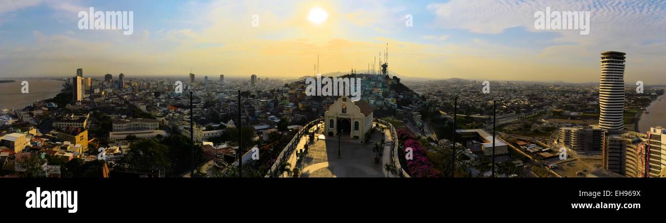 Guayaquil viewed from Santa Ana Hill, Ecuador Stock Photo