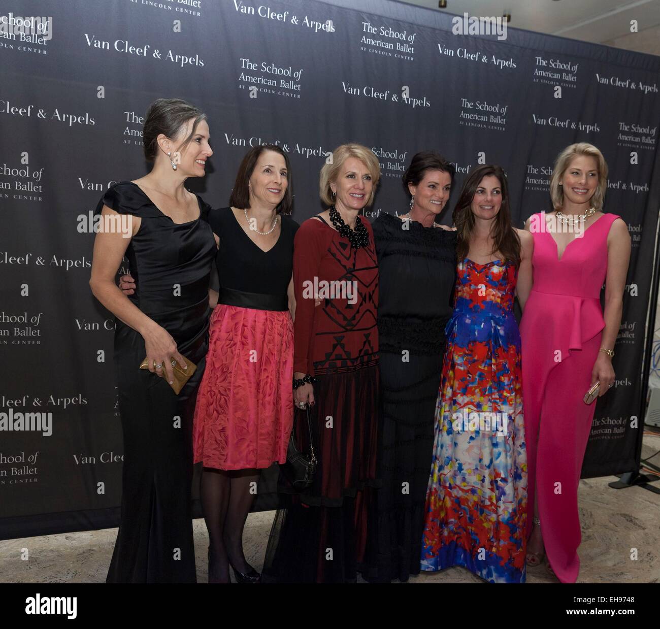 New York, NY, USA. 9th Mar, 2015. Elizabeth Gunter, Susan Hartley-Coll, Liz Armstrong, Katie Morley, Kristine Morenz at arrivals for The School of American Ballet 2015 Winer Ball, David H. Koch Theater at Lincoln Center, New York, NY March 9, 2015. © Lev Stock Photo