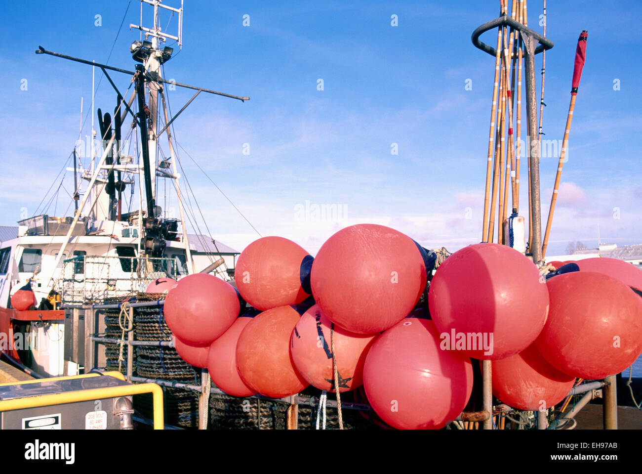 Buoys on Commercial Crab Fishing Boat, Steveston, BC, British Columbia, Canada Stock Photo Alamy