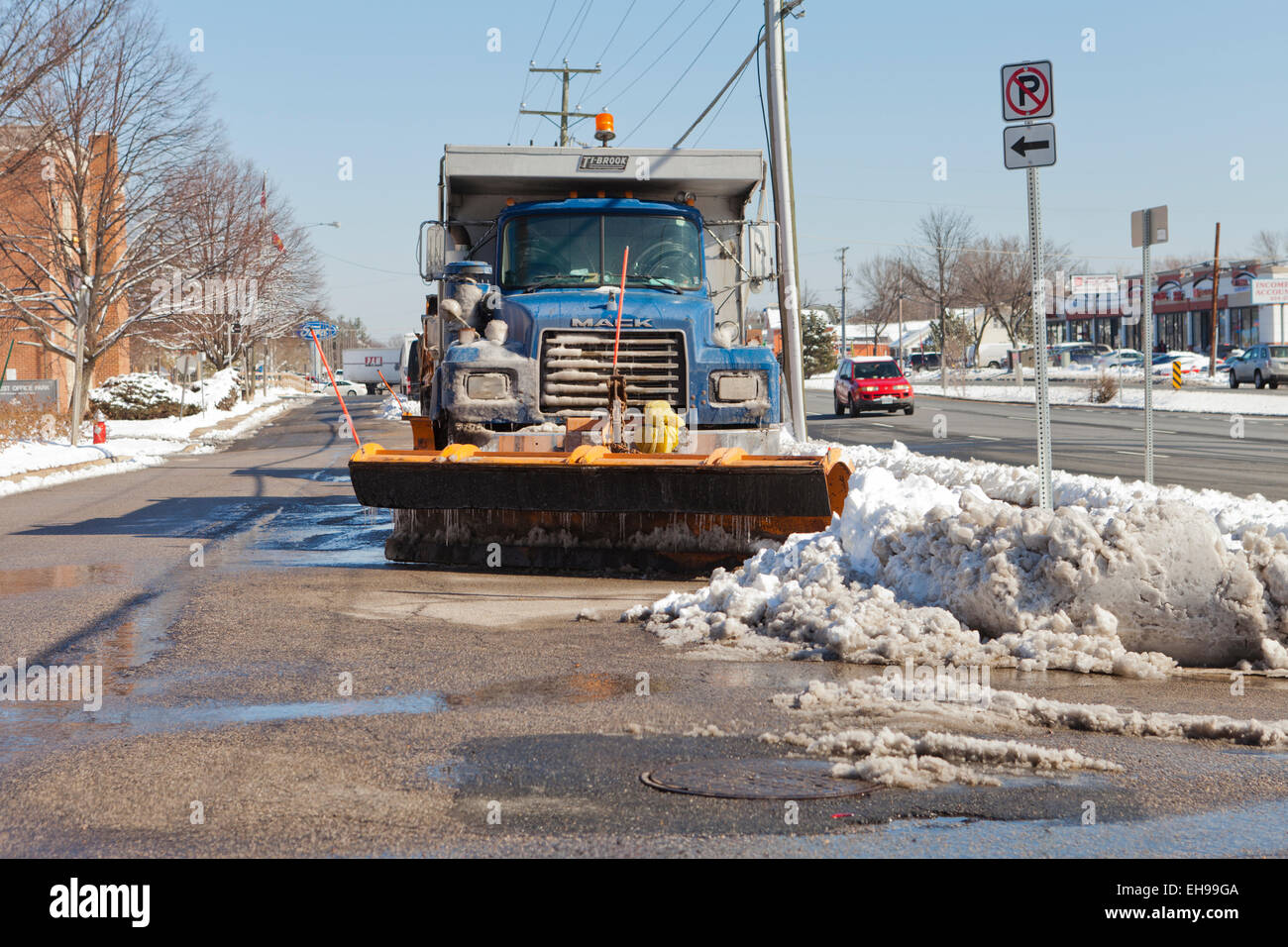 Snow plow truck USA Stock Photo Alamy