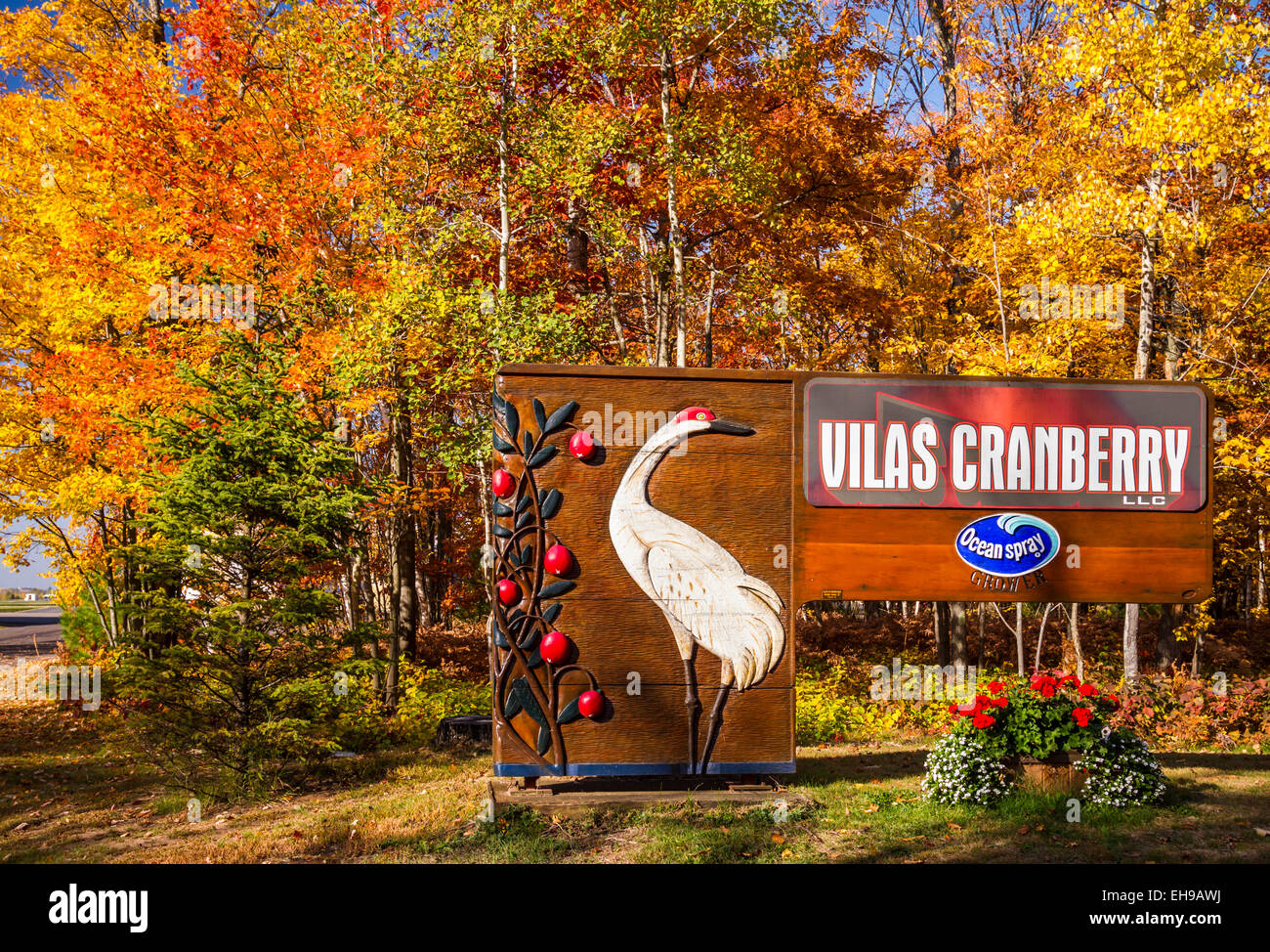 The Vilas Cranberry bog farm sign near Manitowish Waters, Wisconsin