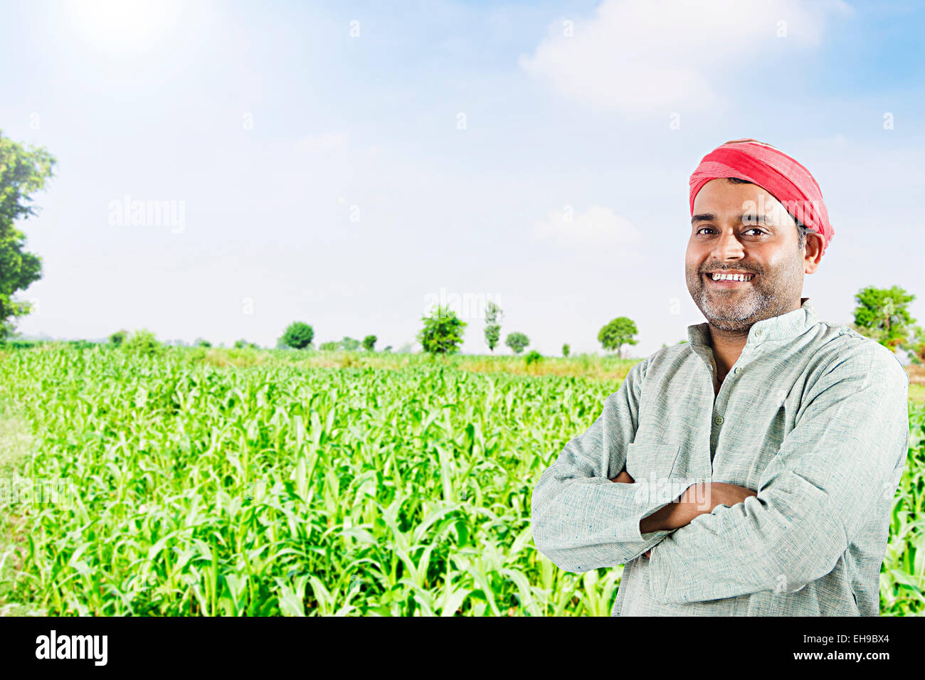 1 indian Rural Farmer Standing farm Stock Photo - Alamy