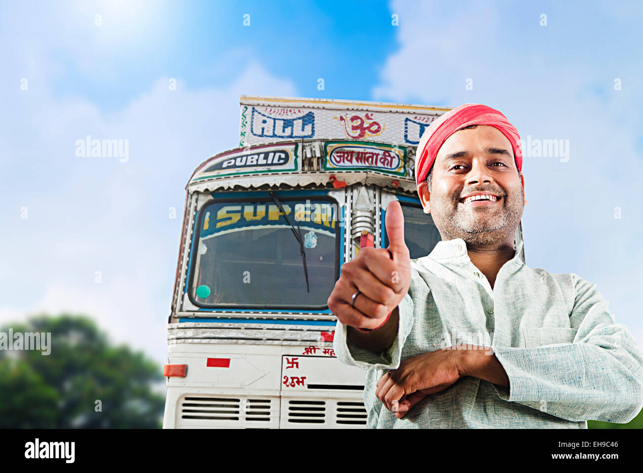 1 indian Rural man Showing Thumbs Up Stock Photo