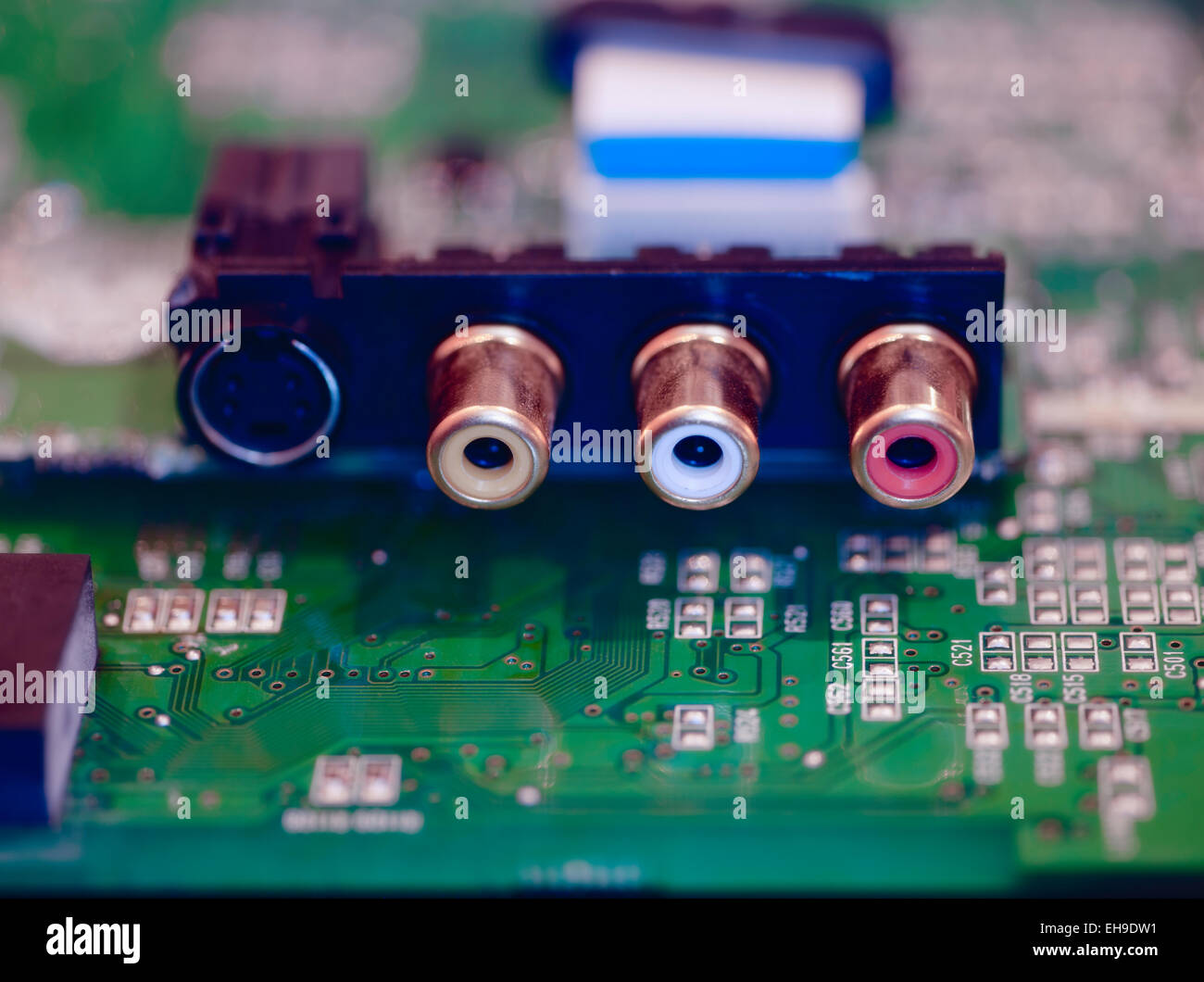 extreme closeup of a sound card inputs Stock Photo Alamy