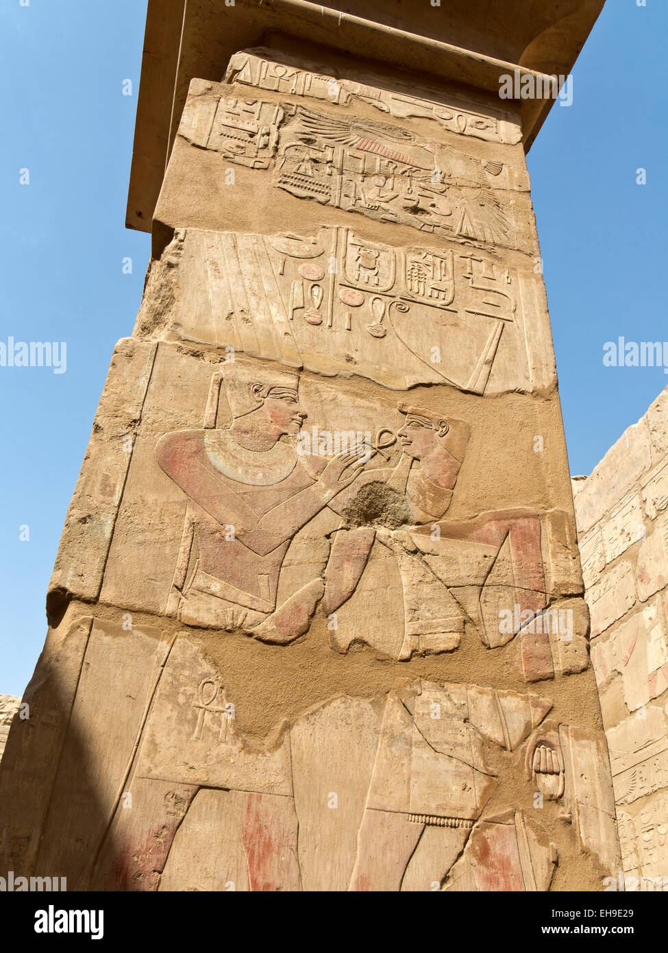 Reconstruction of the porticoed Temple of Tuthmosis IV in the open-air museum at Karnak Luxor Egypt Stock Photo