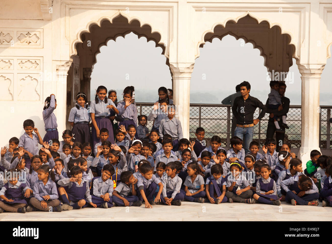 School class in the Red Fort, Agra, Uttar Pradesh, India Stock Photo