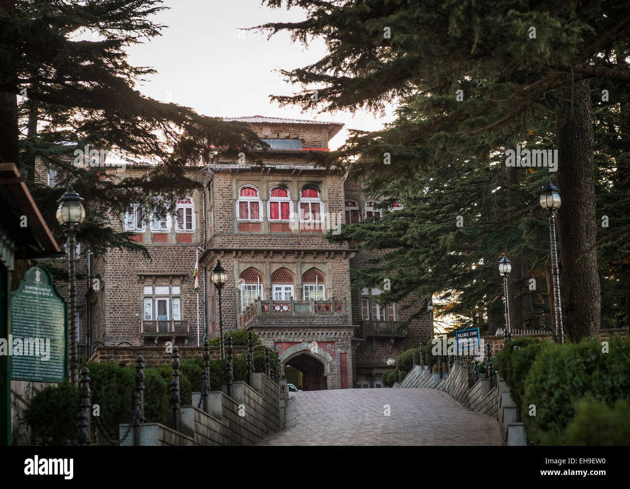 Gorton Castle, formerly the government secretariat, on The Ridge, Shimla, Himachal Pradesh, India Stock Photo