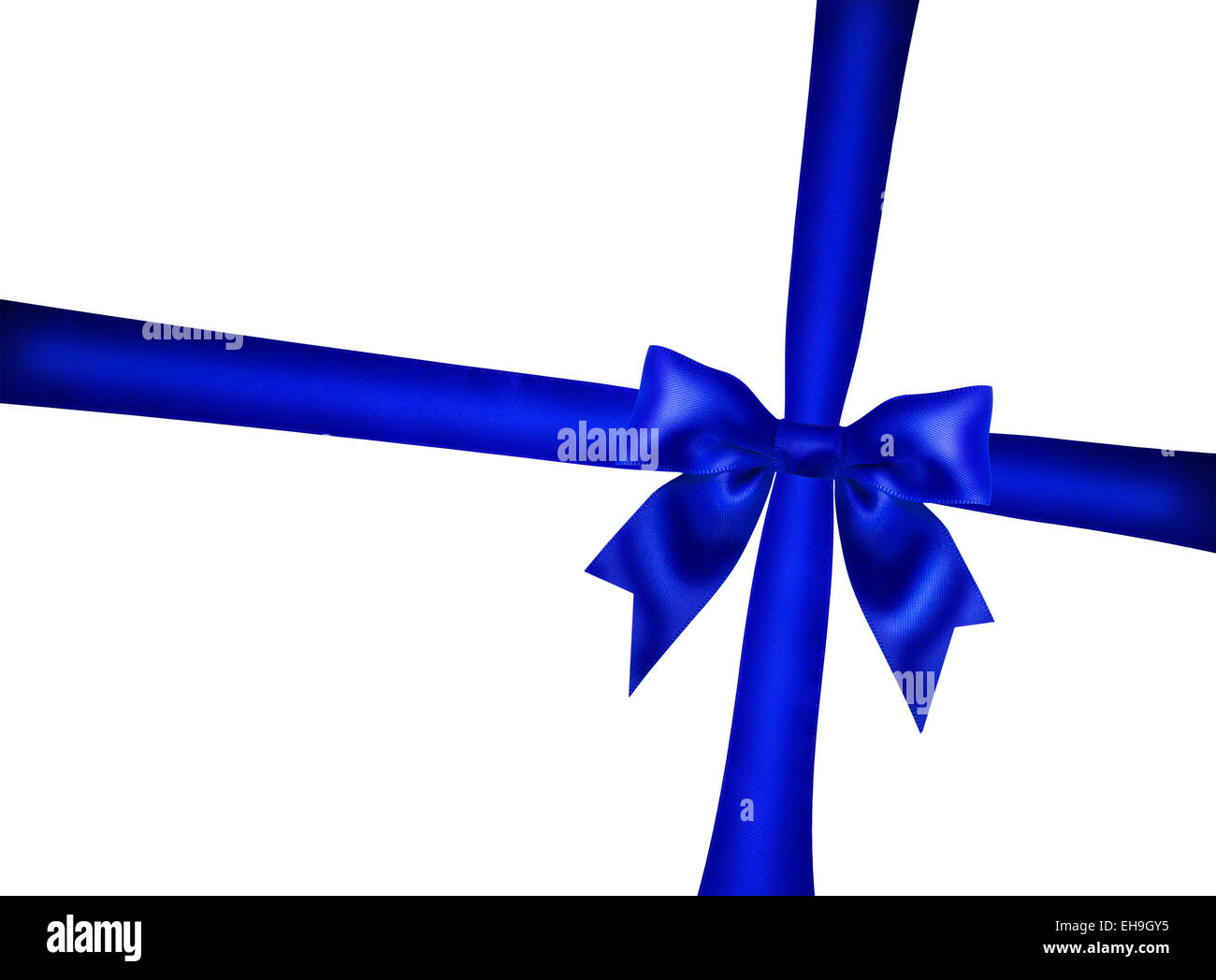 Blue ribbon bow on white background Stock Photo - Alamy