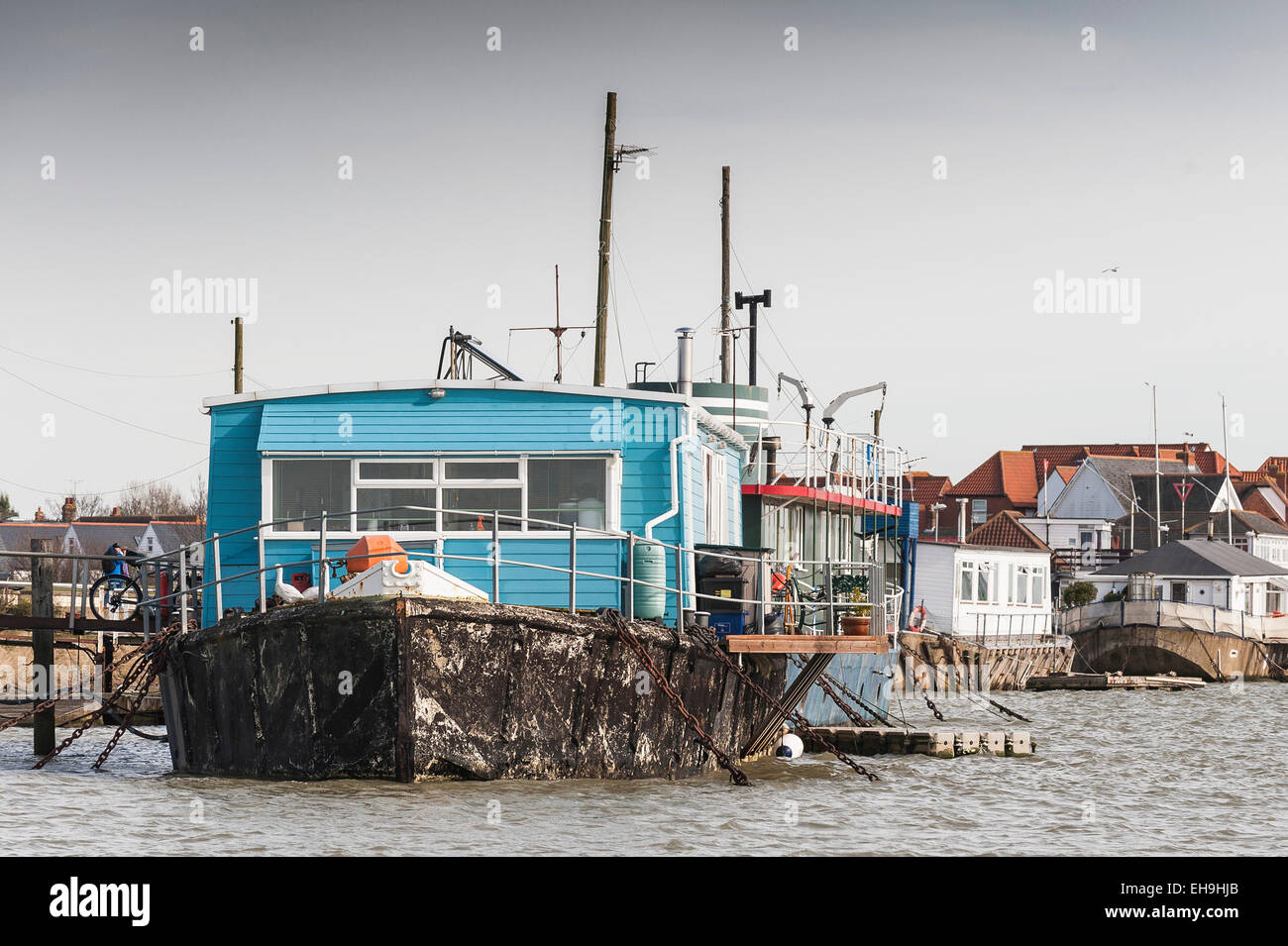 Houseboats on the banks of the River Crouch at Burnham on Crouch in