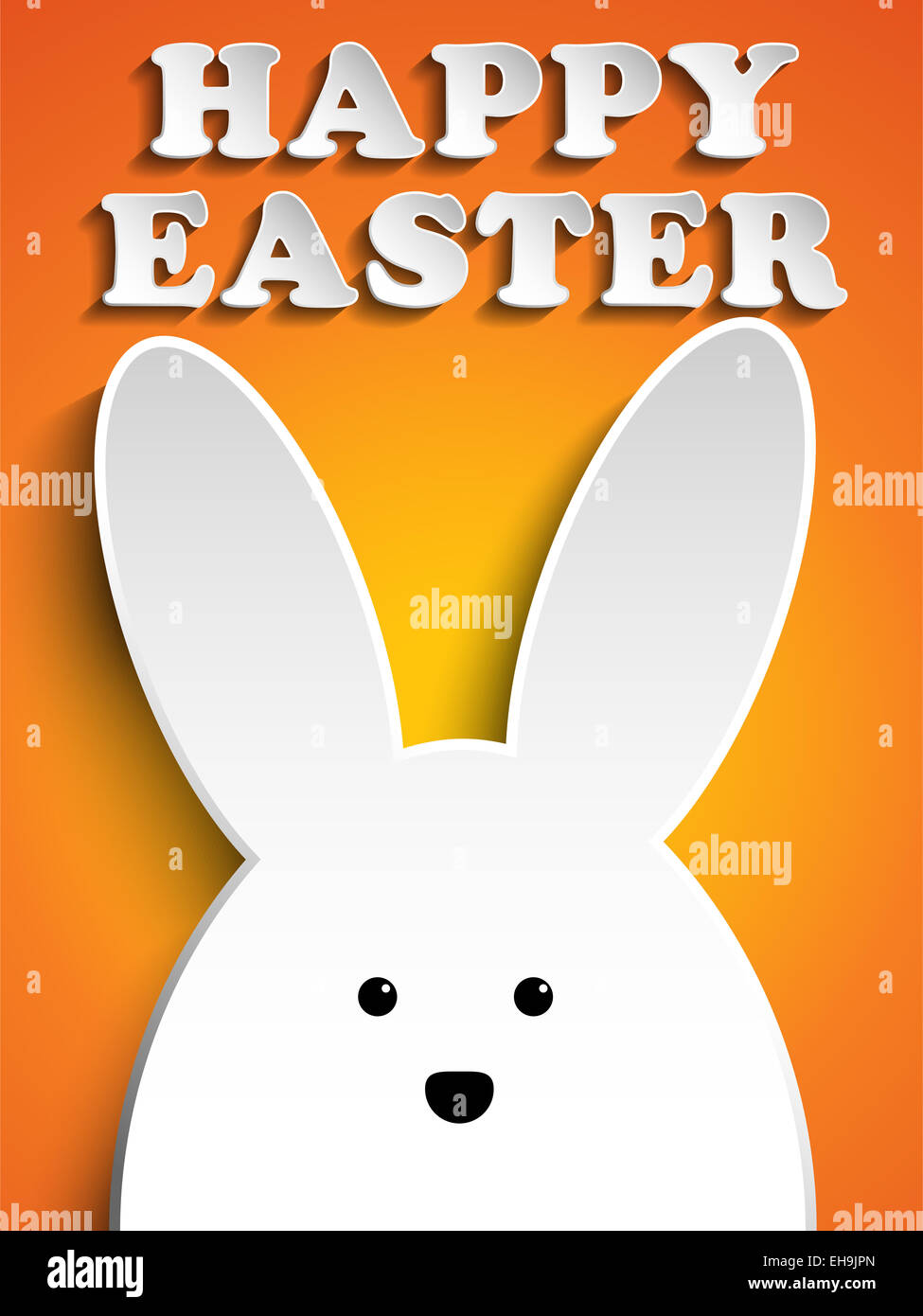 Vector - Happy Easter Rabbit Bunny on Orange Background Stock Photo - Alamy