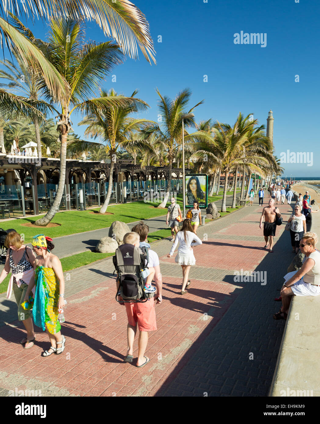 Maspalomas seaside promenade, Gran Canaria, Canary islands, Spain, Europe Stock Photo