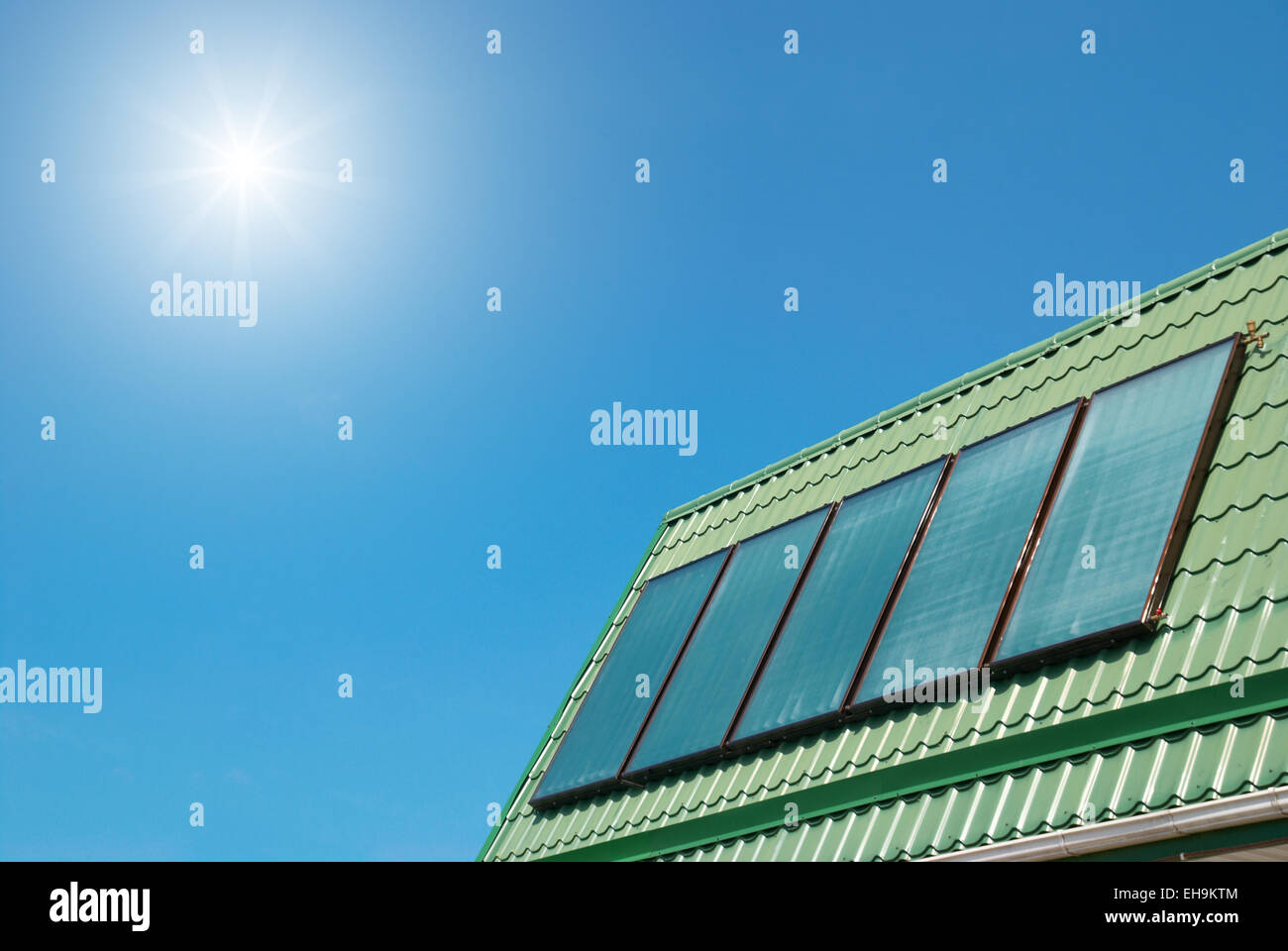 Solar water heating system on the roof Stock Photo - Alamy