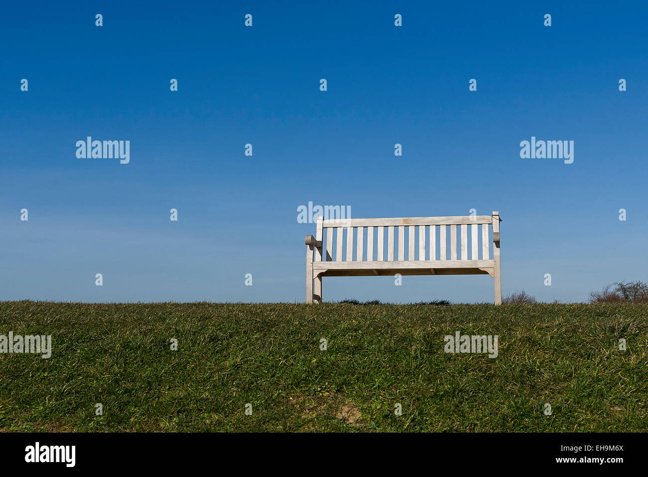 An empty wooden bench. Stock Photo