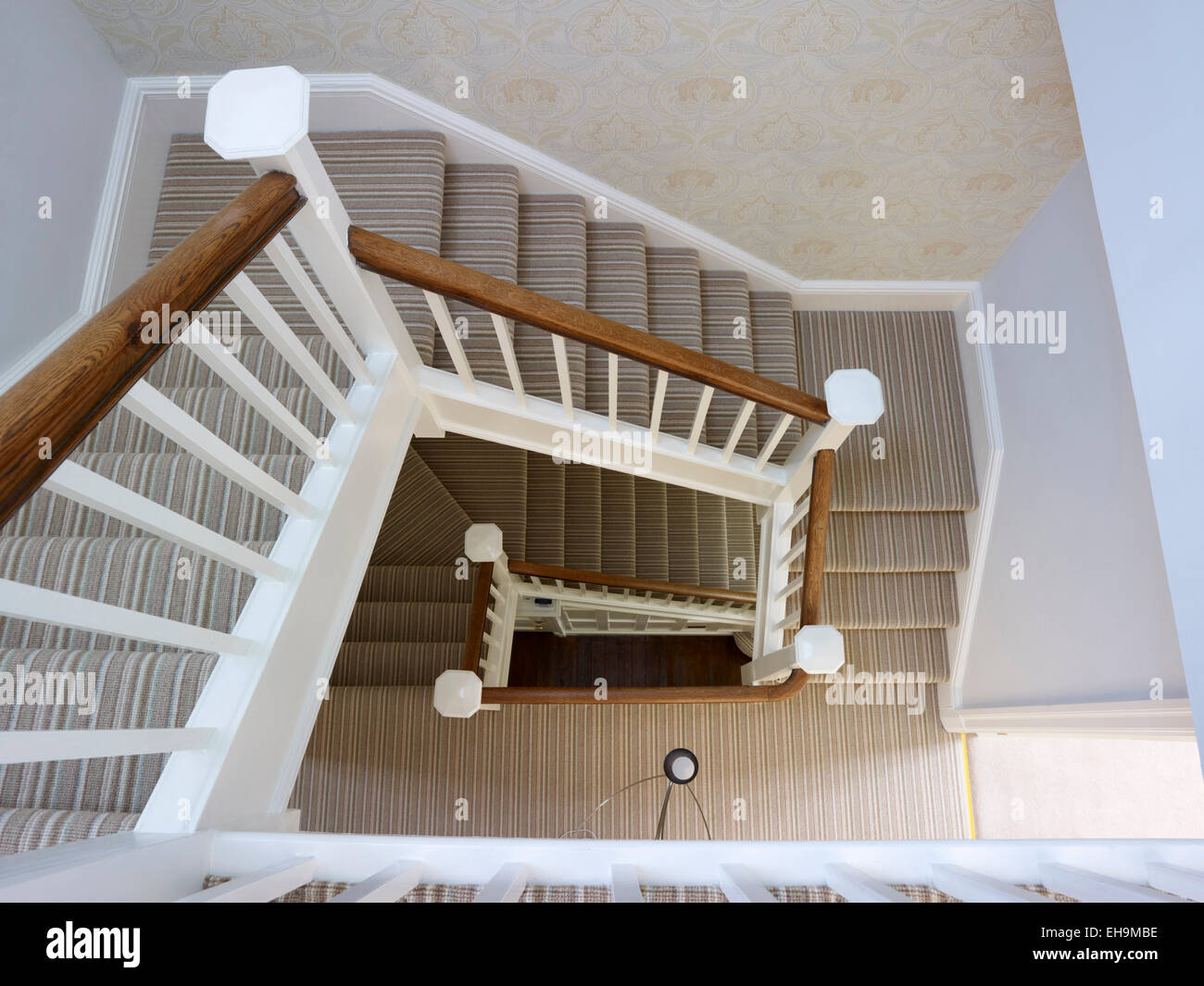 View down stairwell, residential house, Kingsmead, UK Stock Photo