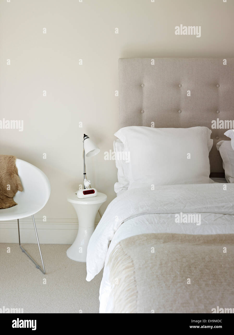 Bed, bedside table and lamp, residential house, Port Hall Street