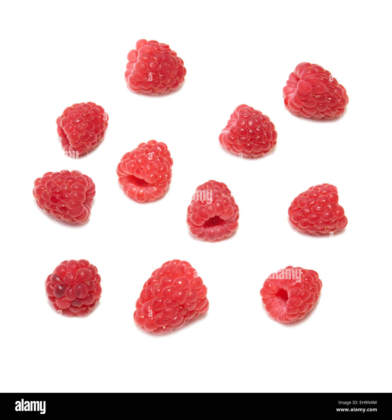 Many raspberries isolated on the white background Stock Photo - Alamy