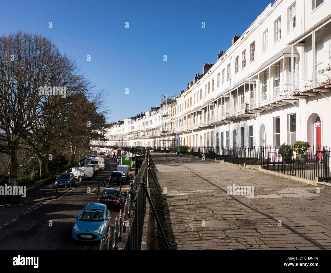 A row of terraced houses, part of the Royal York Crescent in Clifton