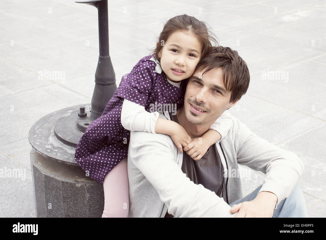 Father and daughter together outdoors, portrait Stock Photo