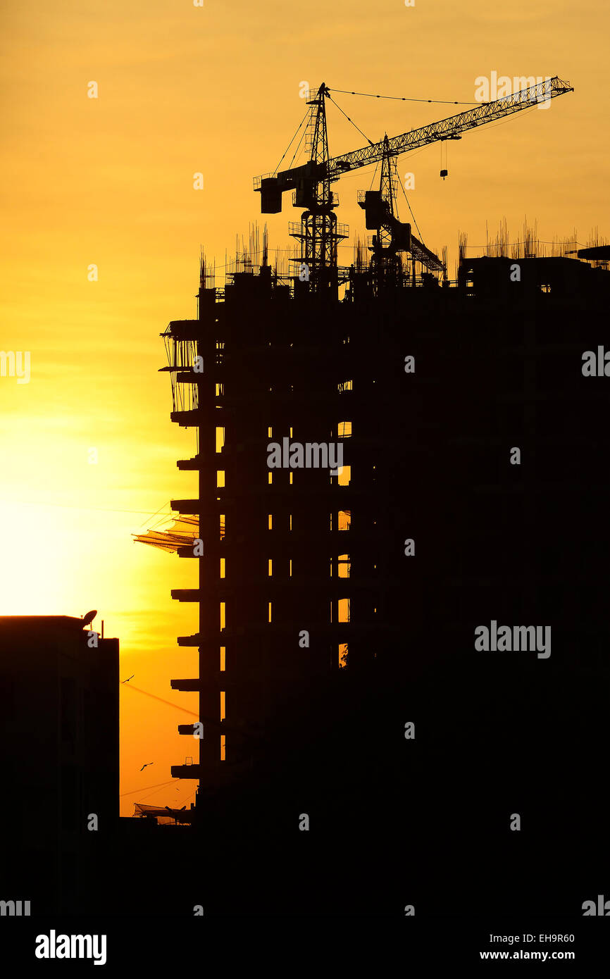 Building Under Construction - Silhouette Stock Photo