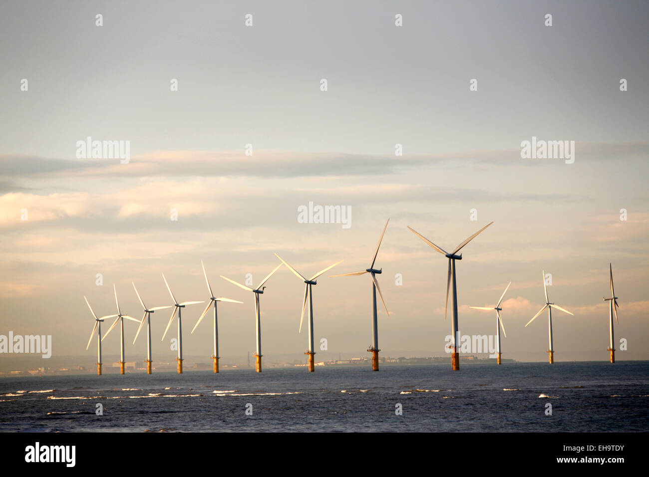Wind Turbines near Redcar, UK. Stock Photo