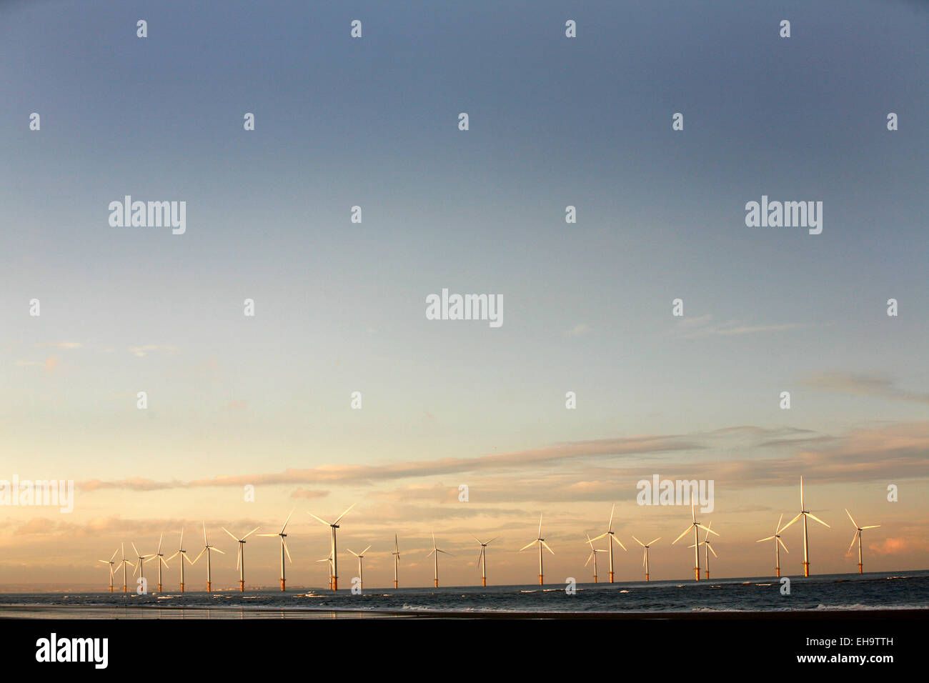 Wind Turbines near Redcar, UK. Stock Photo