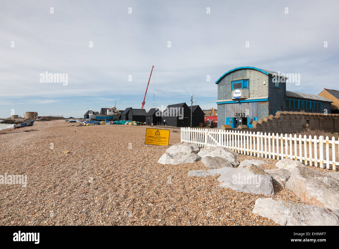 Hythe beach in Kent, a working beach for fisherman with trawlers