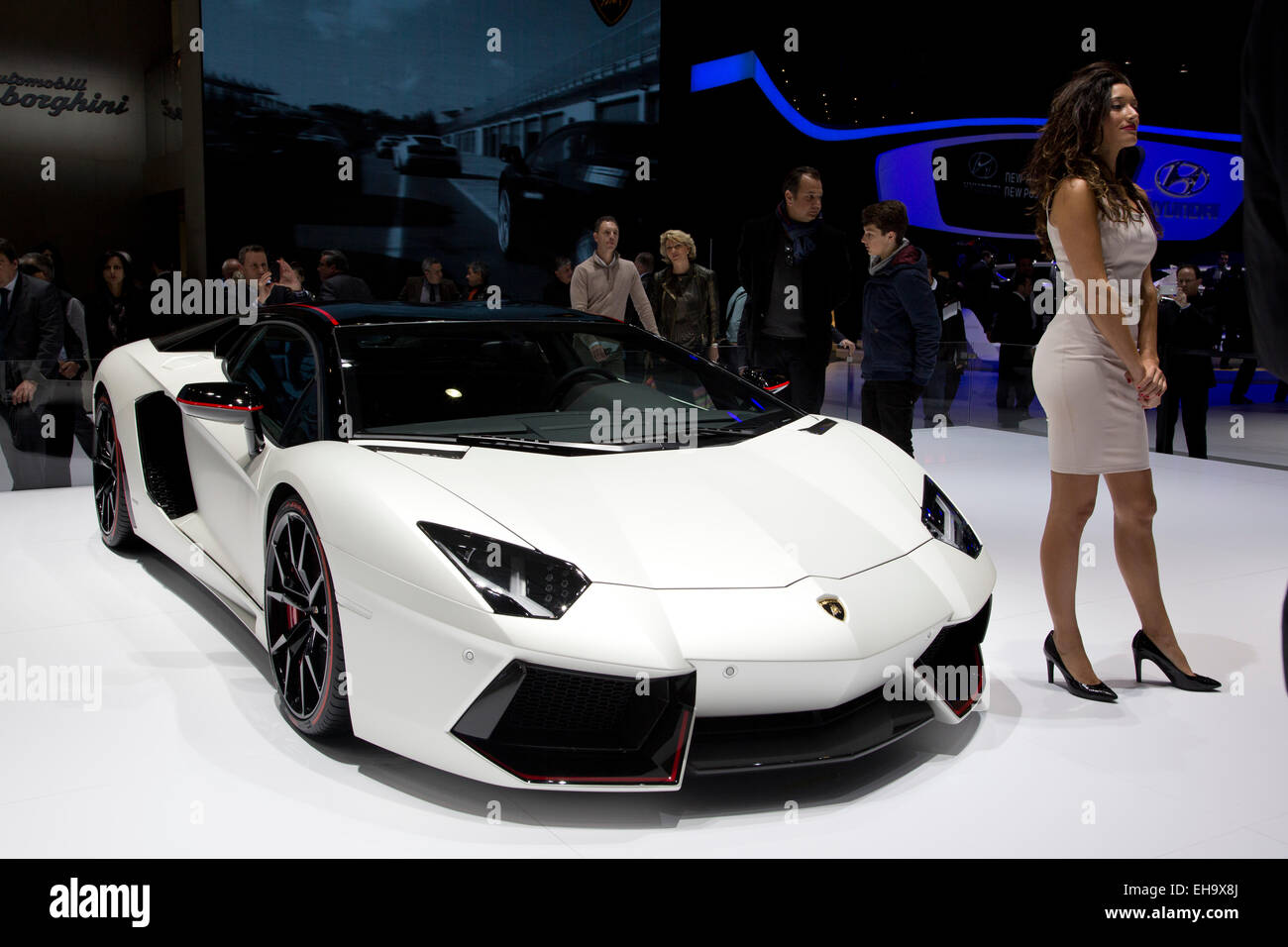 Lamborghini Aventador Pirelli Edition at the Geneva motor show 2015 Stock Photo