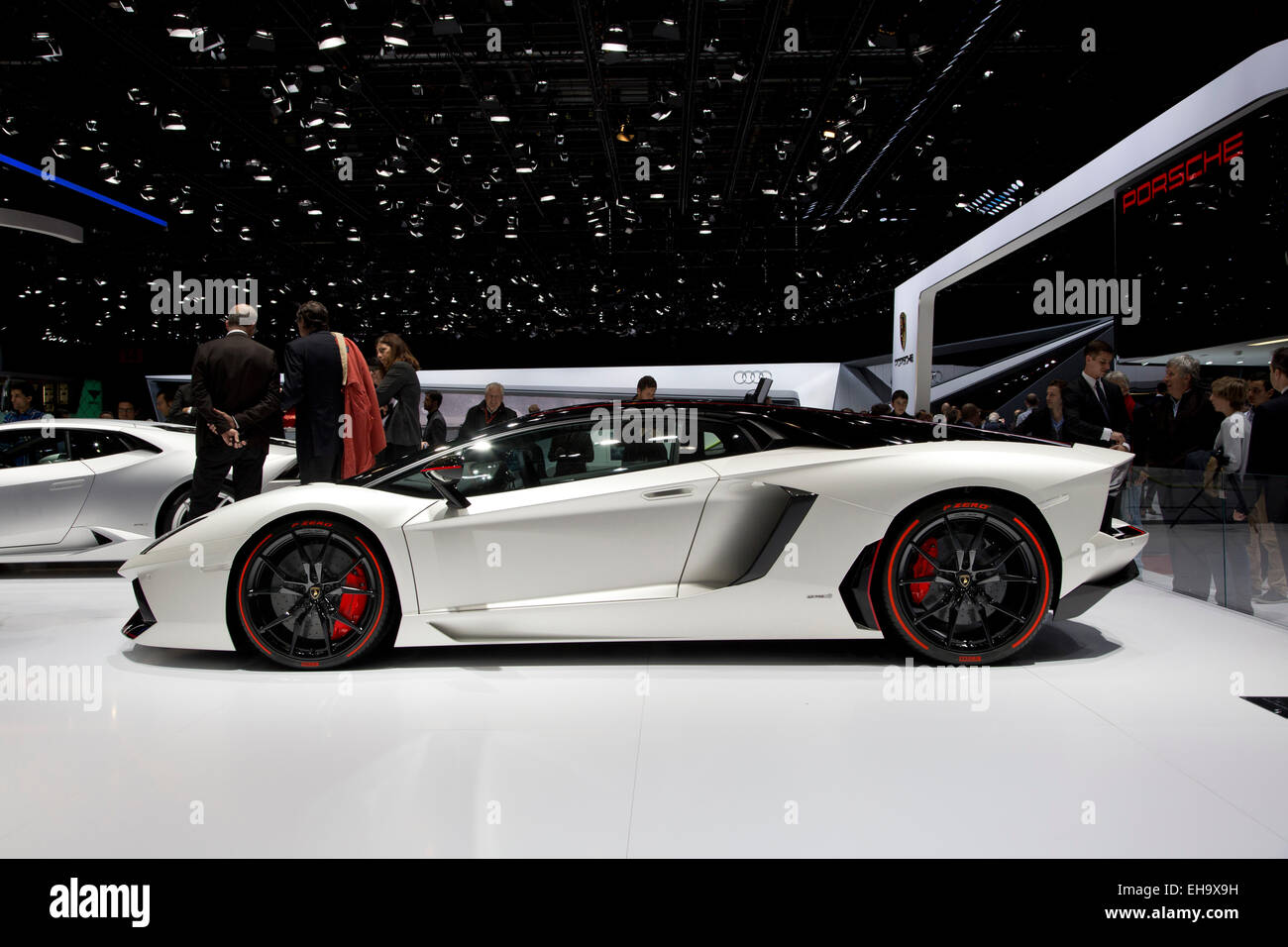 Lamborghini Aventador Pirelli Edition at the Geneva motor show 2015 Stock Photo