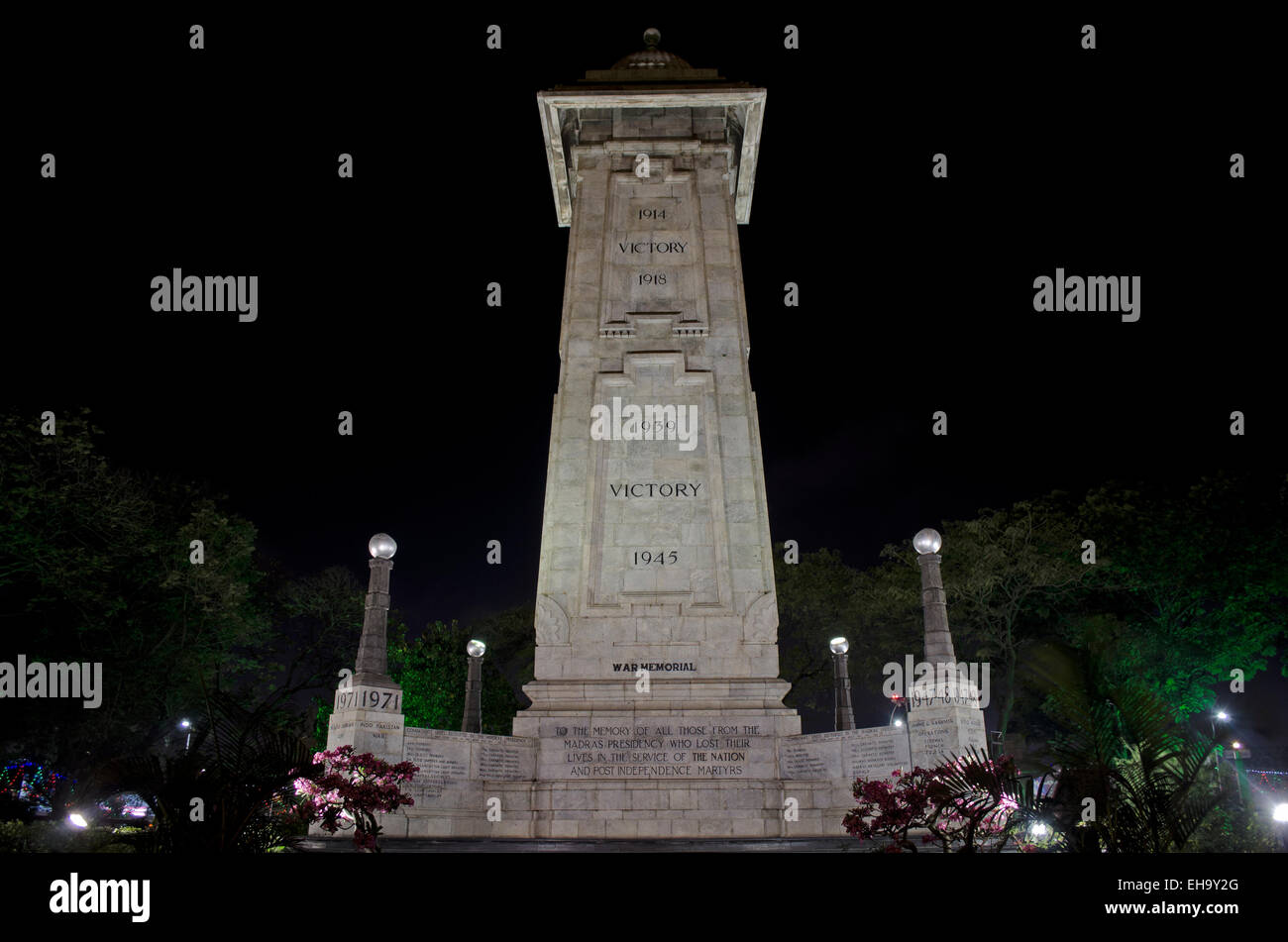 A view of victory war memorial on world war1 and world war 2 at Chennai,Tamilnadu,India Stock Photo