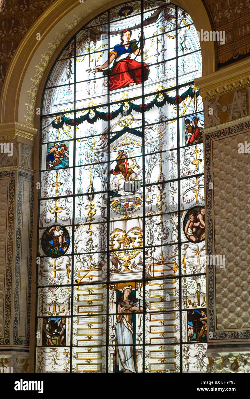 London 22 Aug 2013 Stained glass window at The Victoria & Albert