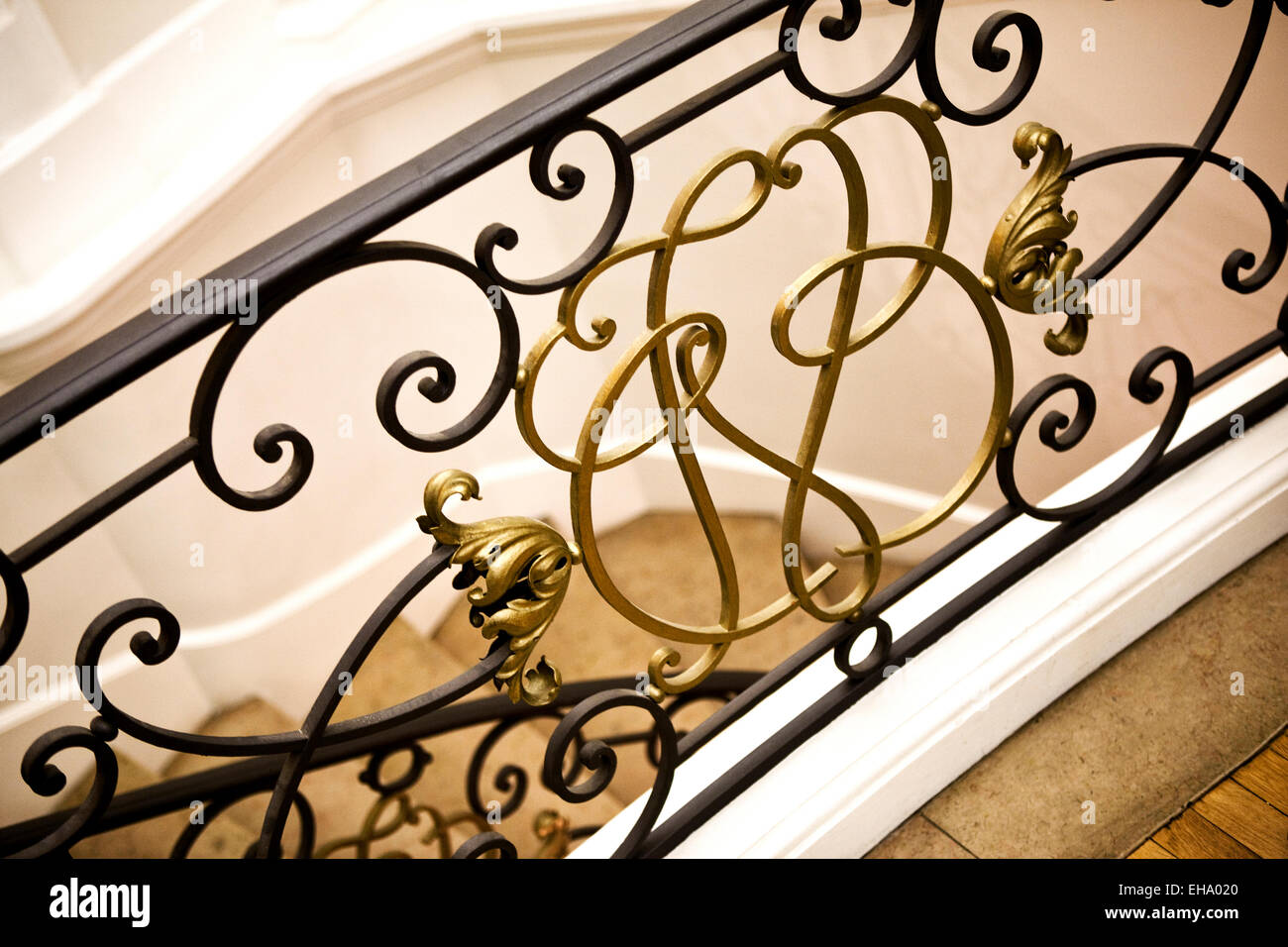 Wrought iron handrail in a French house Stock Photo Alamy