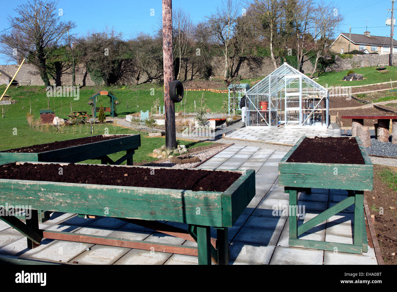 Raised bed in the newly opened Carrickmacross allotments. Stock Photo