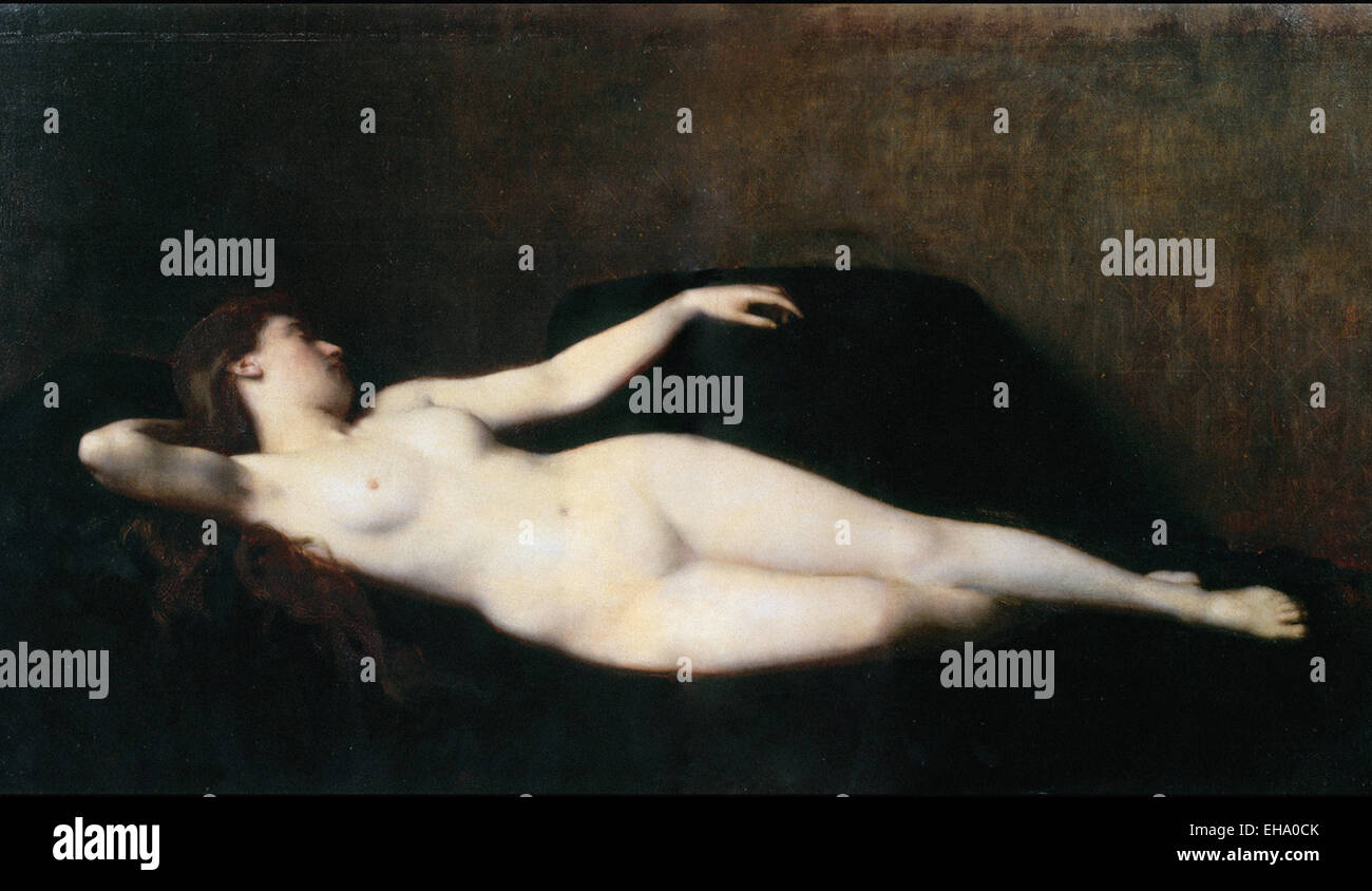 Jean-Jacques Henner  Woman On A Black Divan Stock Photo