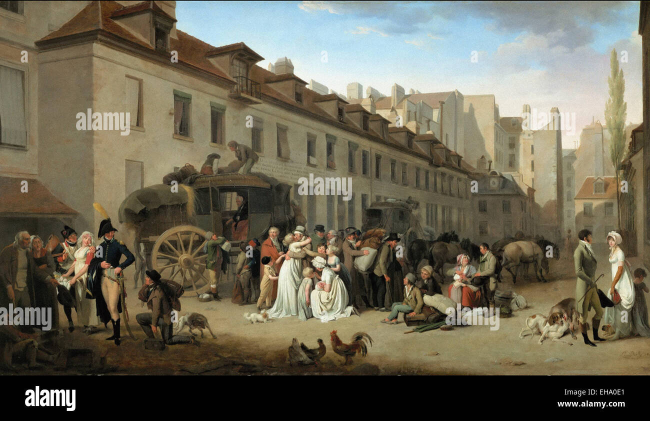 Louis-Léopold Boilly  Arrival of the Stagecoach in the Courtyard of the Messageries Stock Photo